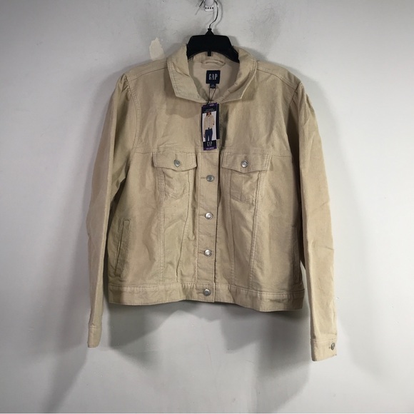 GAP Puff Sleeve Corduroy Jacket, Women's Size XXL Oyster Grey